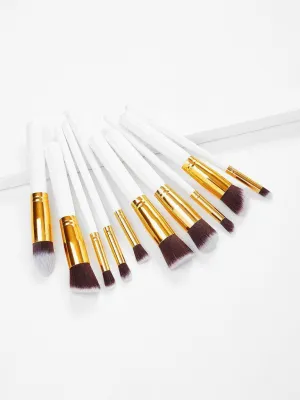 10PCS White Professional Makeup Brush Set