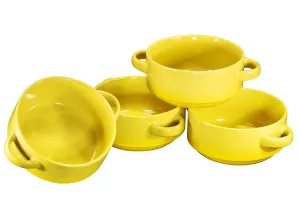 19oz Ceramic Soup Bowls with Handles - Oven Safe Bowls for French Onion Soup, Yellow Oven