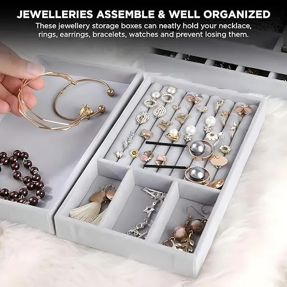 3 Drawer Transparent Jewelry Box-14372Grey(SA2405-37)