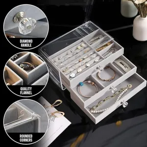 3 Drawer Transparent Jewelry Box-14372Grey(SA2405-37)