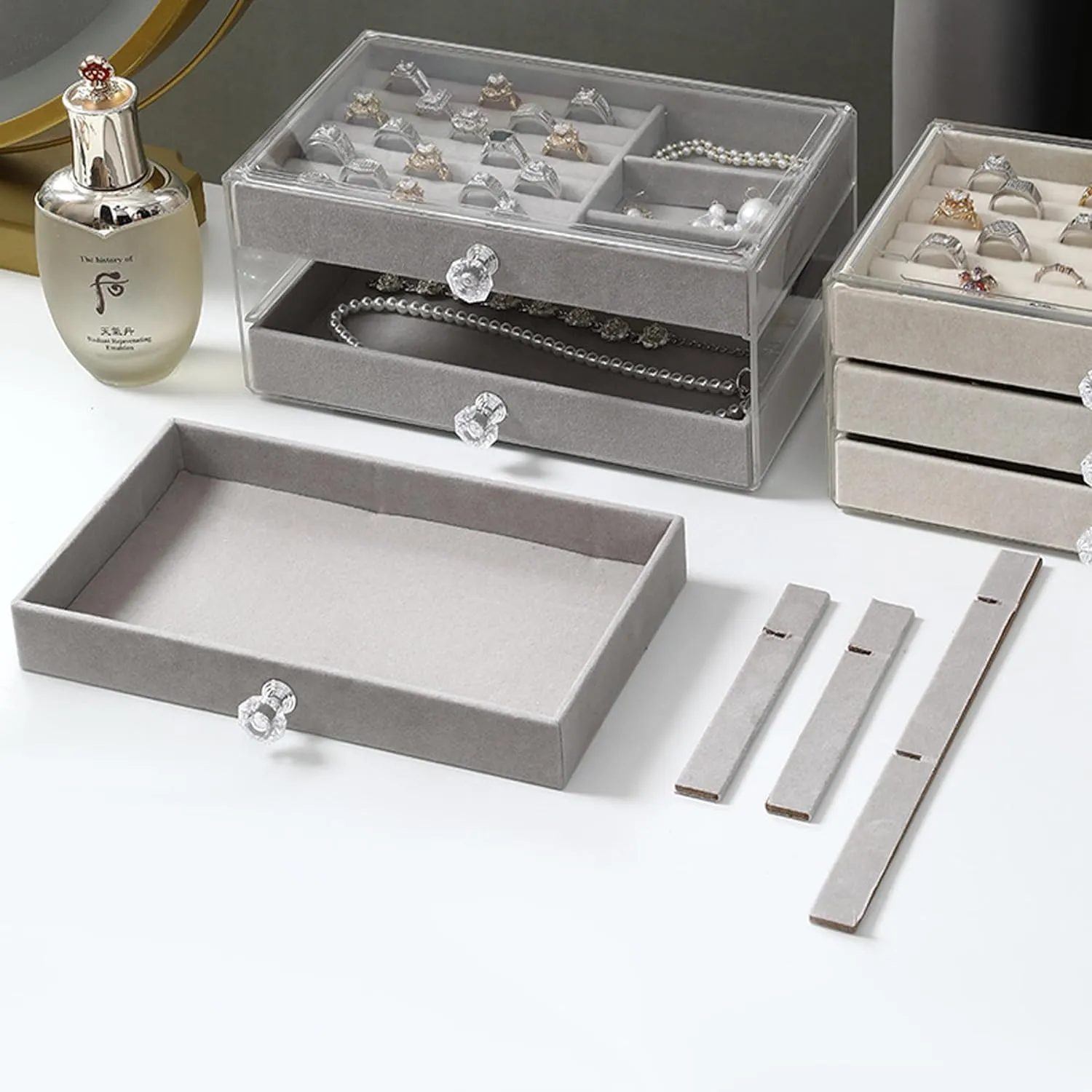 3 Drawer Transparent Jewelry Box-14372Grey(SA2405-37)
