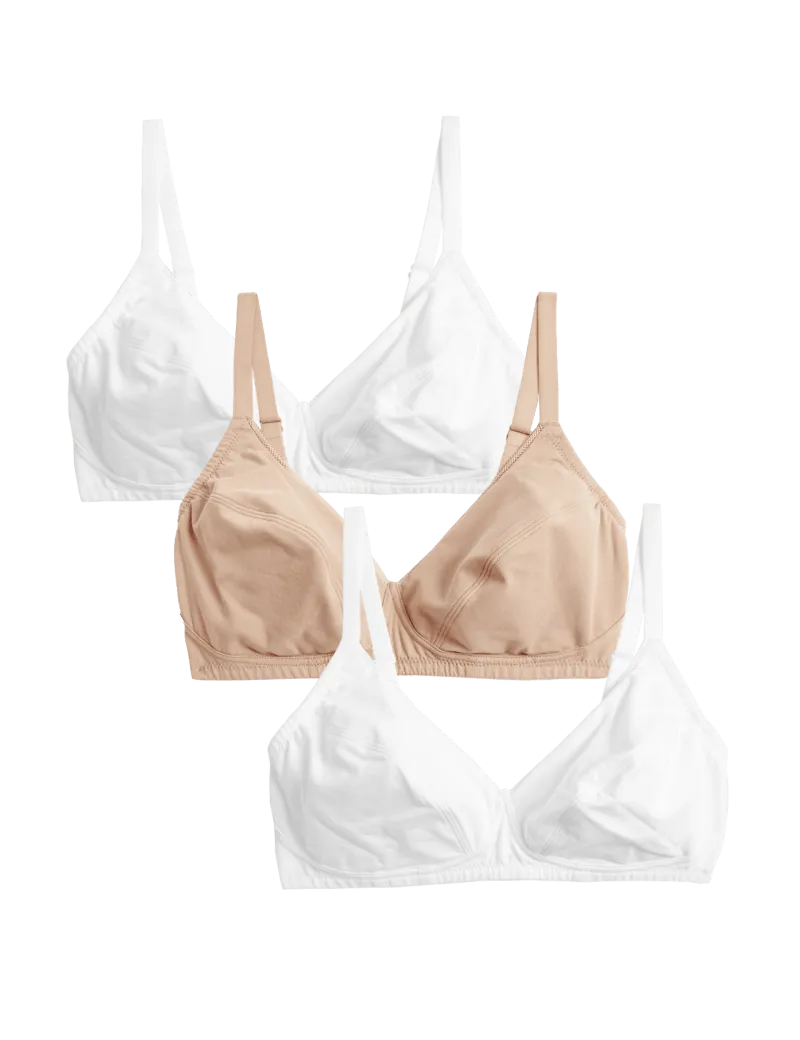 3pk Cotton Non Wired Full Cup Bras A-E