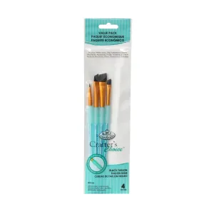 4-Pack Black Taklon Angular Paintbrushes