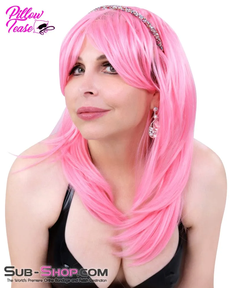 9966AE      Pretty in Pink 24" Long Sexy Roleplay Wig