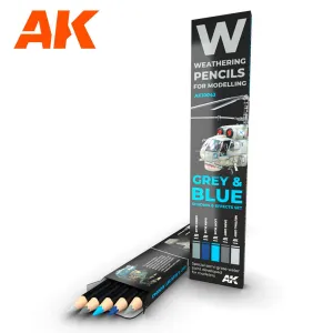 AK Interactive AK10043 Weathering Pencils Gray & Blue Shading & Effects Set