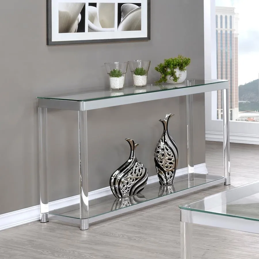 Anne - Acrylic Glass Top Entryway Sofa Console Table - Chrome