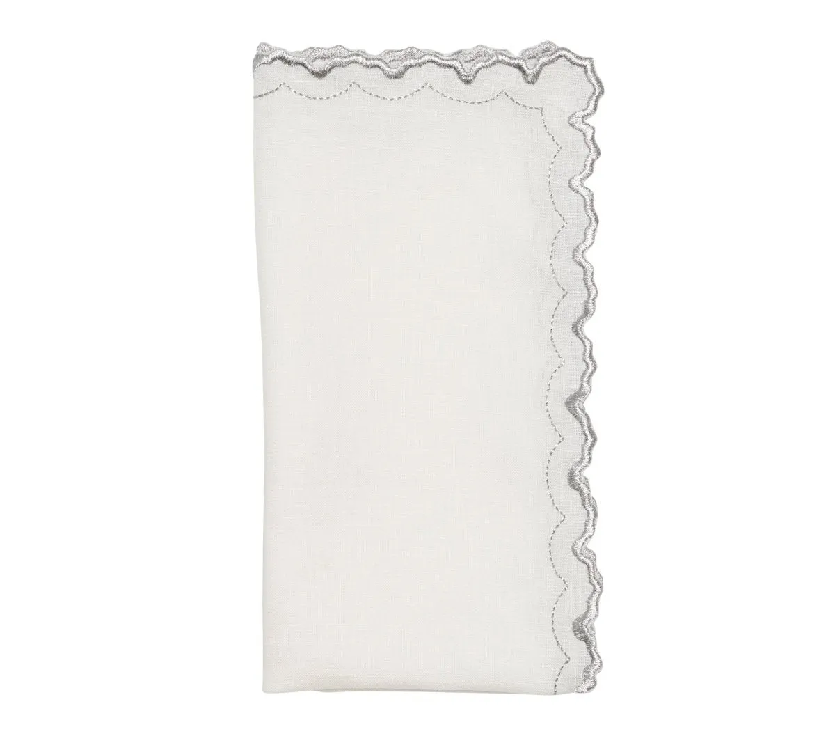 Arches Napkin in White & Silver Set of 4 by Kim Seybert