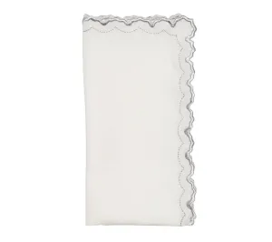 Arches Napkin in White & Silver Set of 4 by Kim Seybert