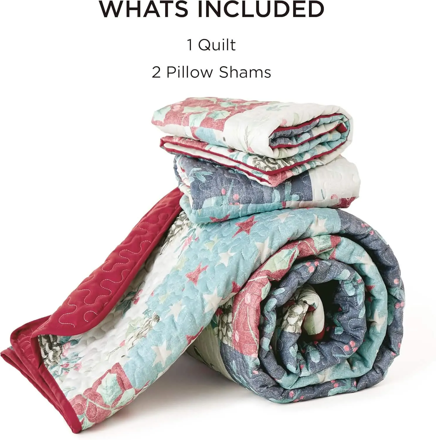 Bedsure Christmas Modern Patchwork Quilt Set Plant