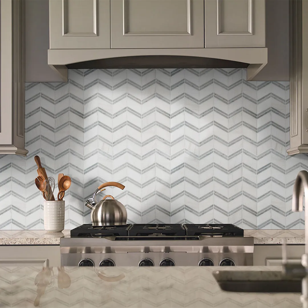 Bianco Dolomite Chevron - Stone Tile