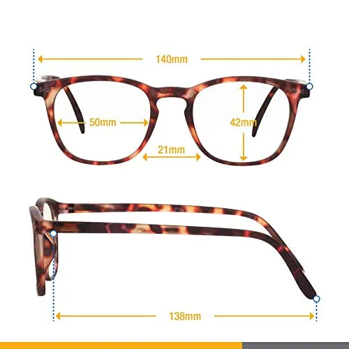 Blue Light Blocking Glasses - Computer Screen Bluelight Protection - Anti UV Glare - Edisto Model ( 0.0, Tortoise)