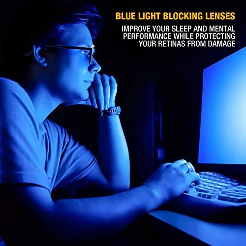 Blue Light Blocking Glasses - Computer Screen Bluelight Protection - Anti UV Glare - Edisto Model ( 0.0, Tortoise)
