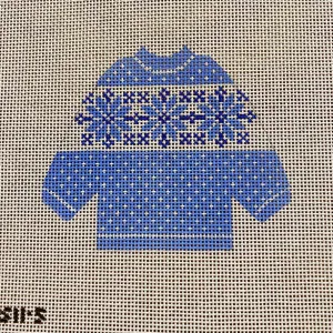 Blue Snowflake Sweater Needlepoint Canvas