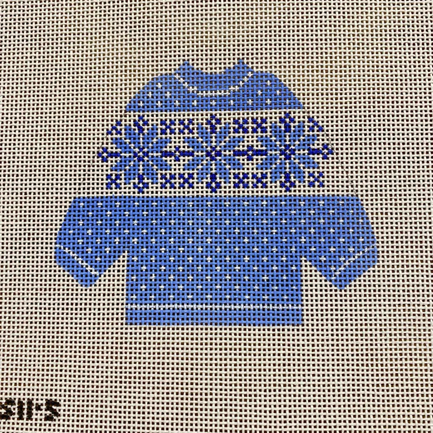 Blue Snowflake Sweater Needlepoint Canvas