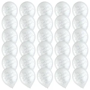 Bridal Party Supplies - White & Silver Latex Balloon Wedding Decorations, 30 Count