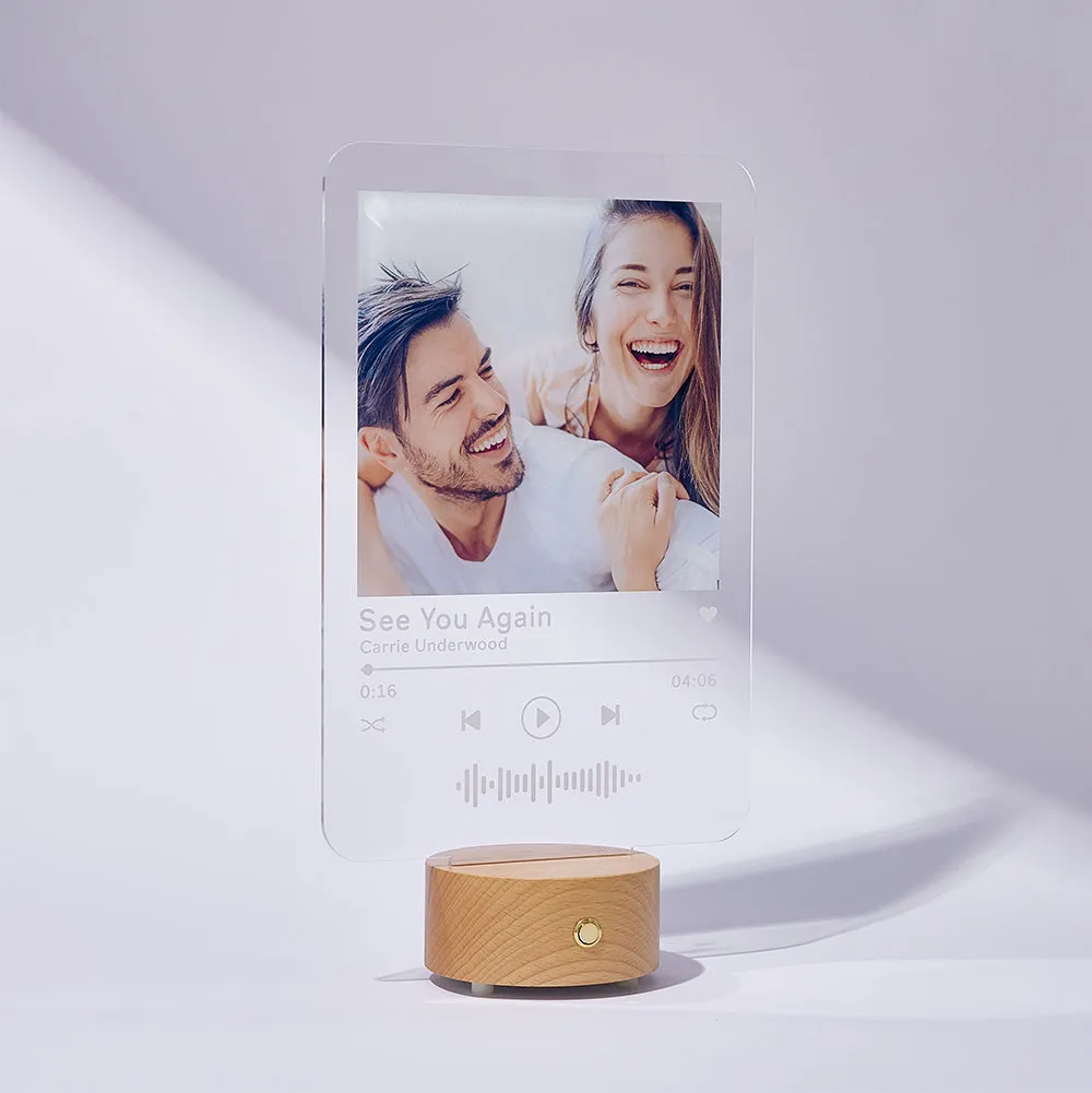 Custom Scan Code Night Light with Round Base Bluetooth Speaker - 8*12 inches
