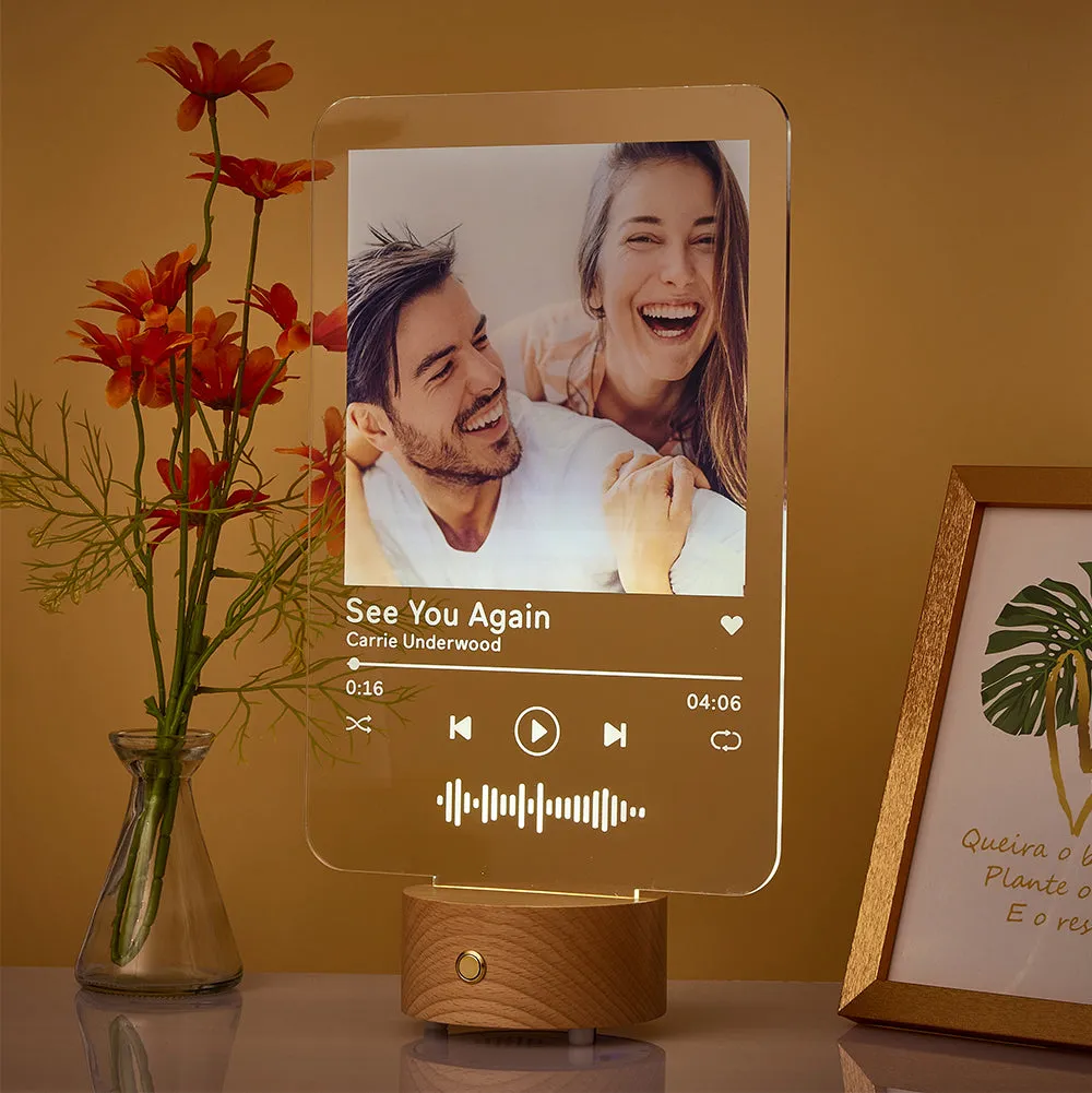 Custom Scan Code Night Light with Round Base Bluetooth Speaker - 8*12 inches