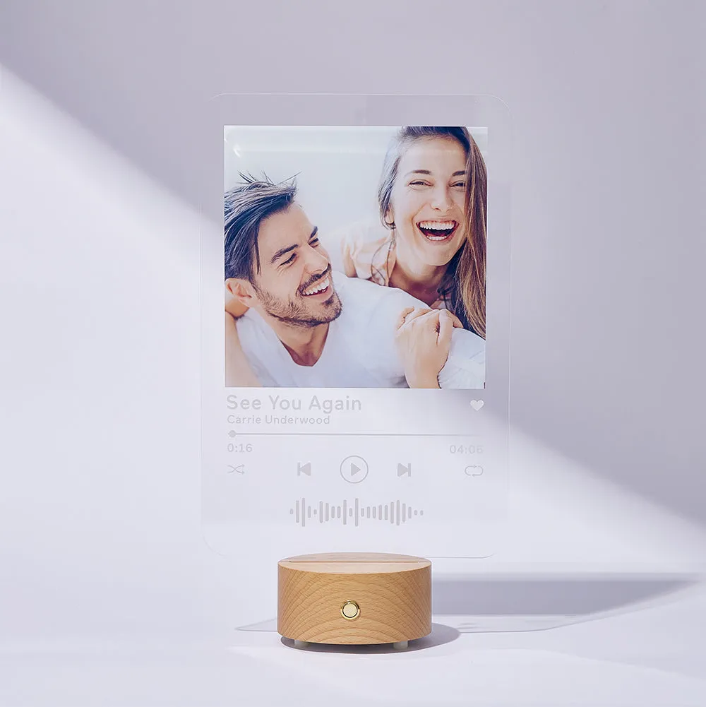 Custom Scan Code Night Light with Round Base Bluetooth Speaker - 8*12 inches
