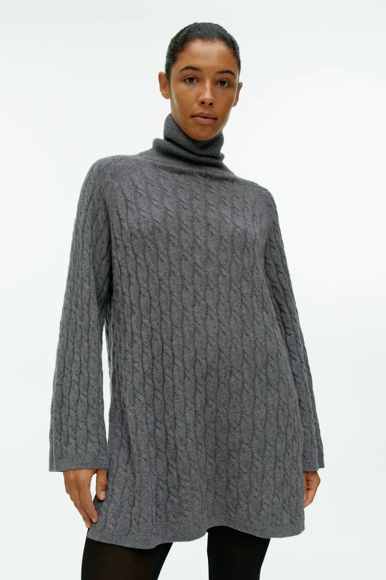 H&M cable knit cashmere sweater, gray