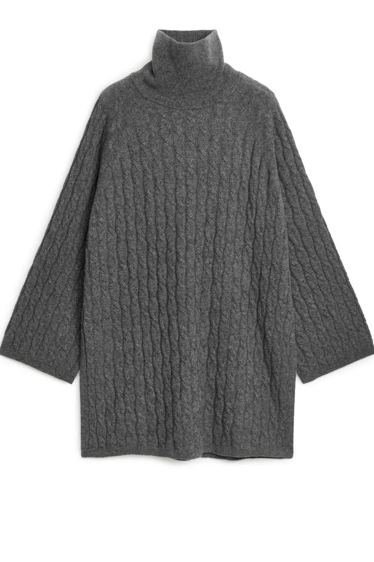 H&M cable knit cashmere sweater, gray