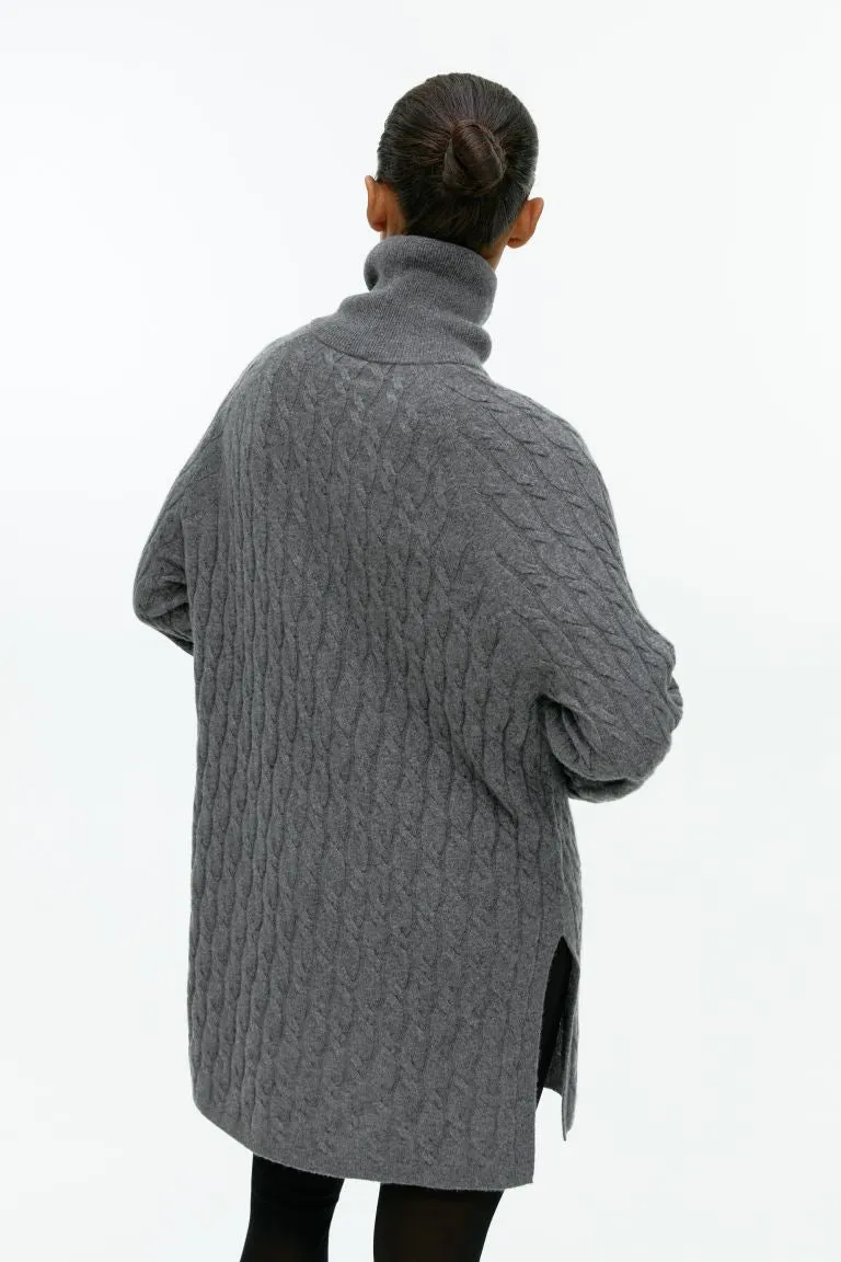 H&M cable knit cashmere sweater, gray