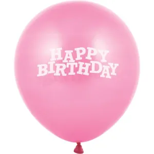 Happy Birthday Latex Balloons 12in, Pink