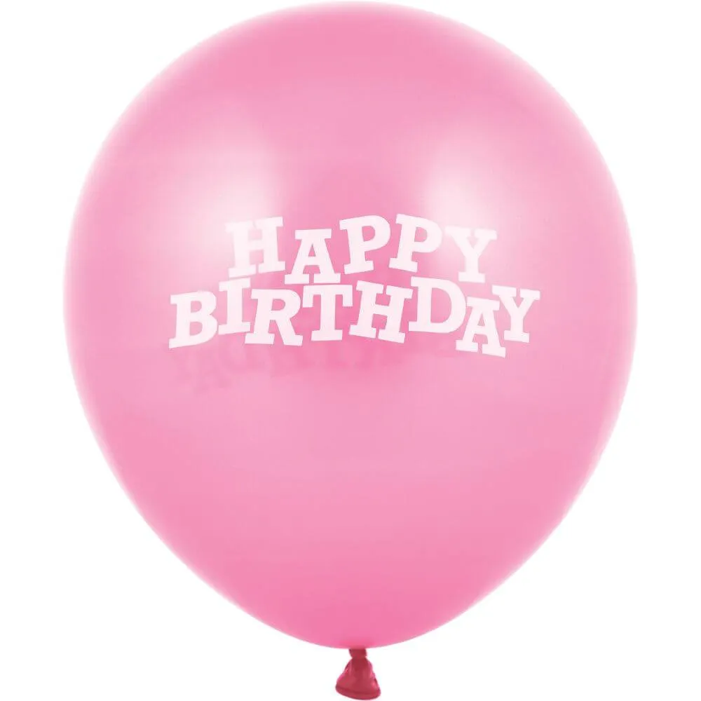 Happy Birthday Latex Balloons 12in, Pink