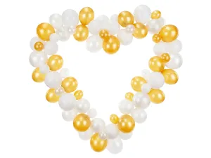 Heart Balloon Garland White and Gold 160cm