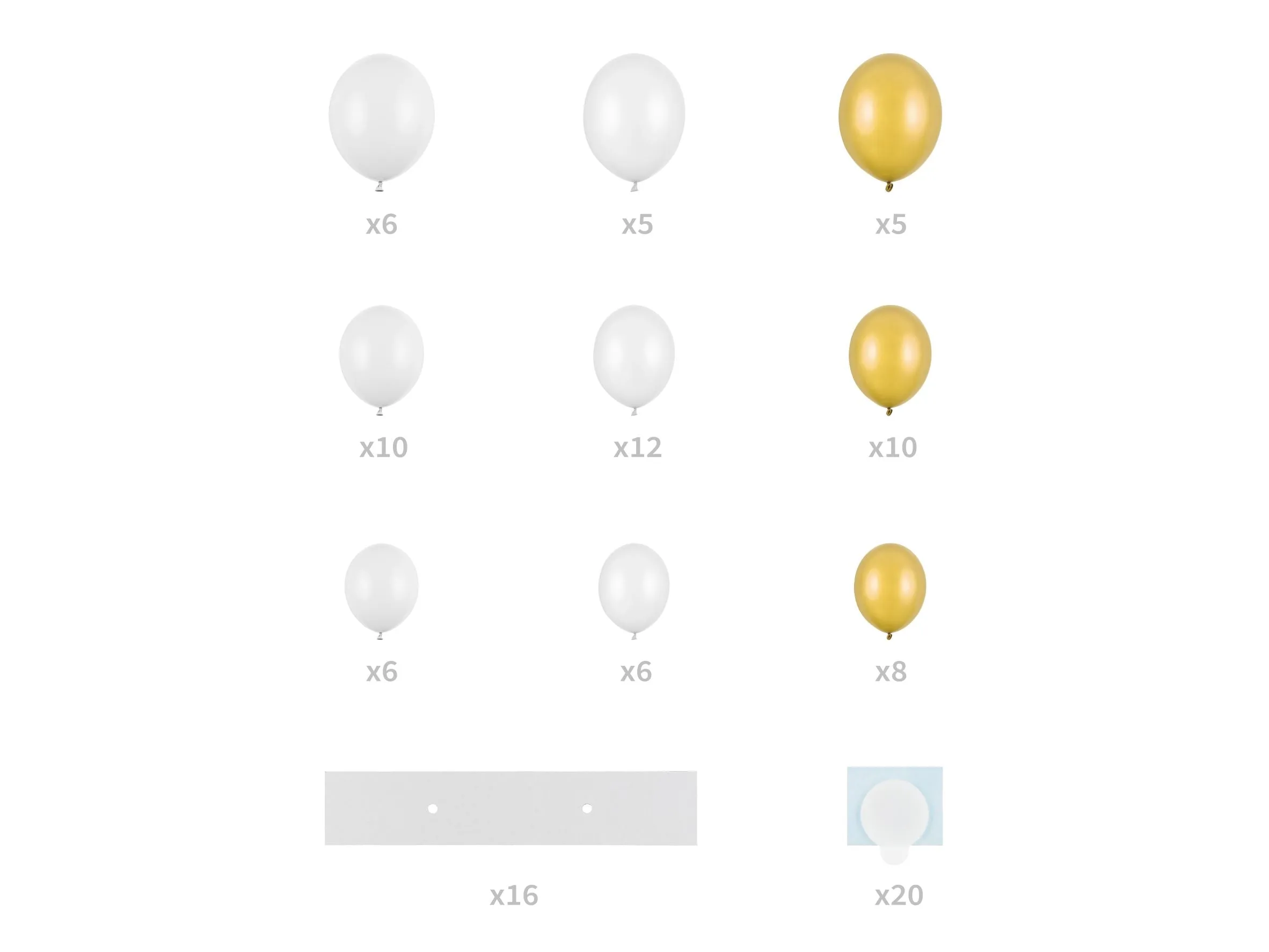 Heart Balloon Garland White and Gold 160cm