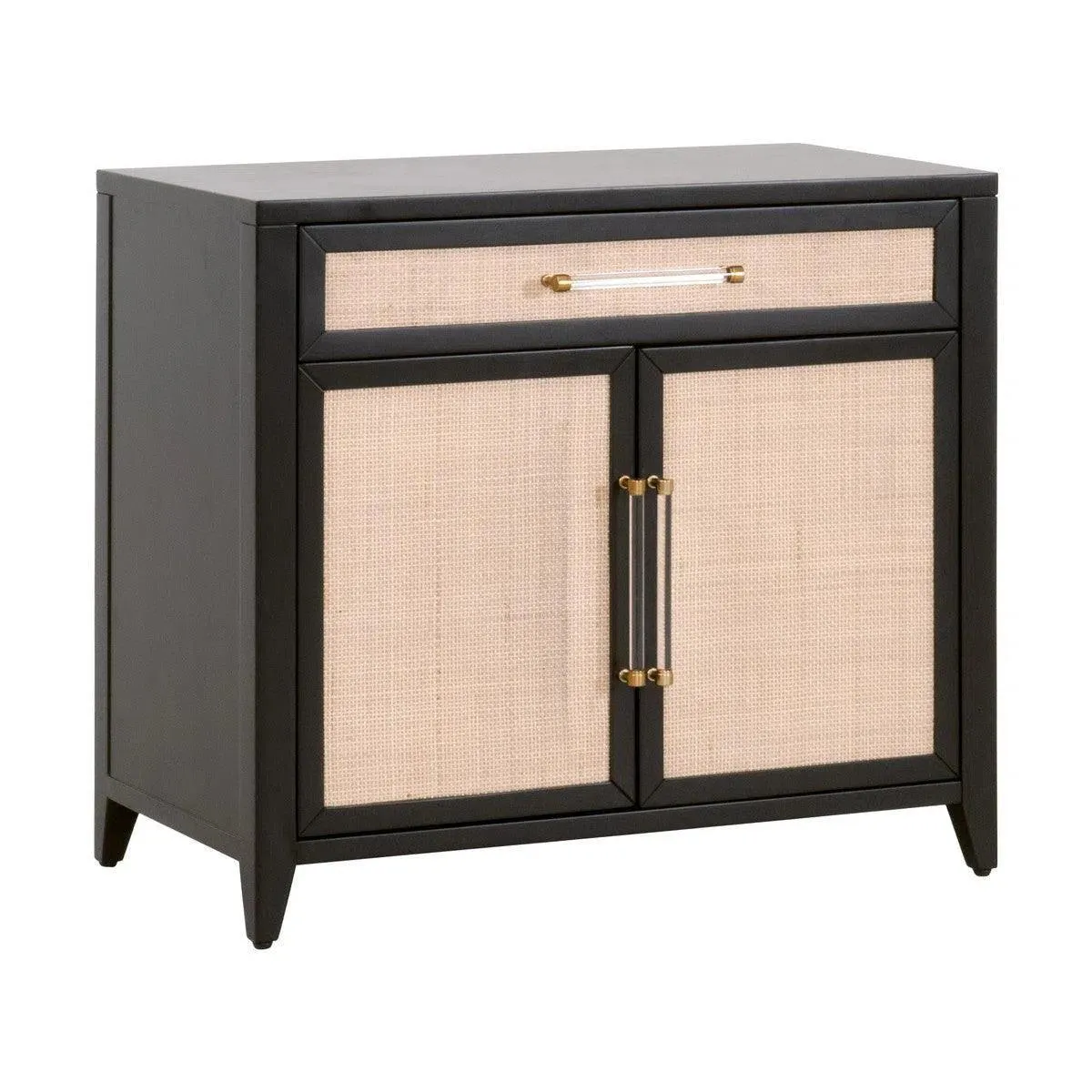 Holland Media Chest Solid Wood and Rattan Inlay