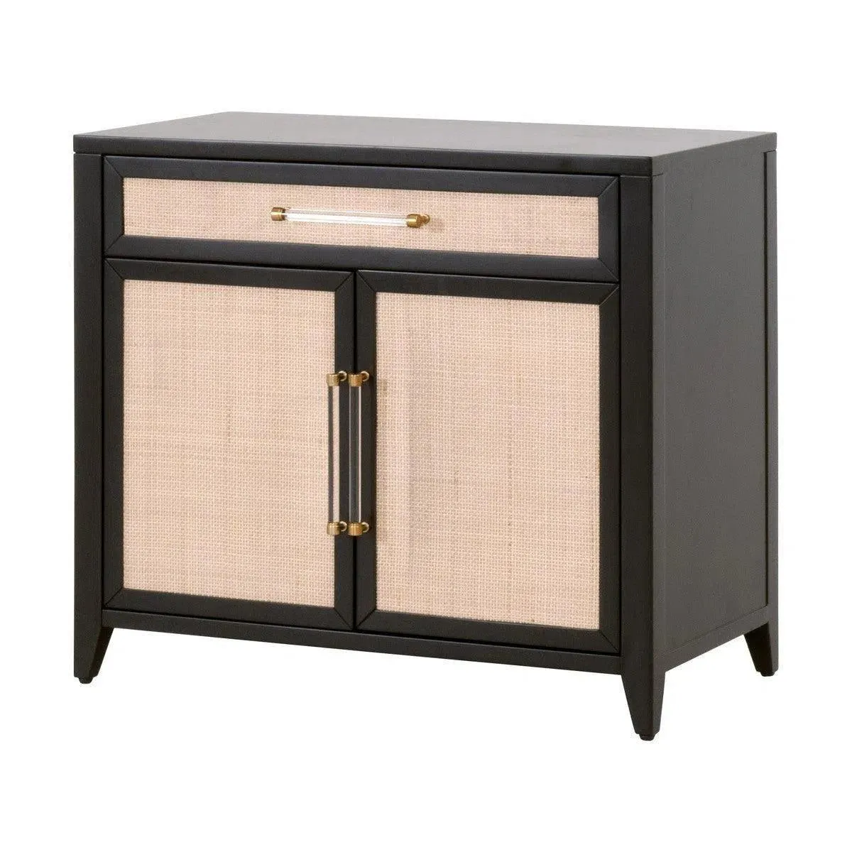 Holland Media Chest Solid Wood and Rattan Inlay