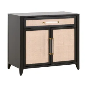 Holland Media Chest Solid Wood and Rattan Inlay