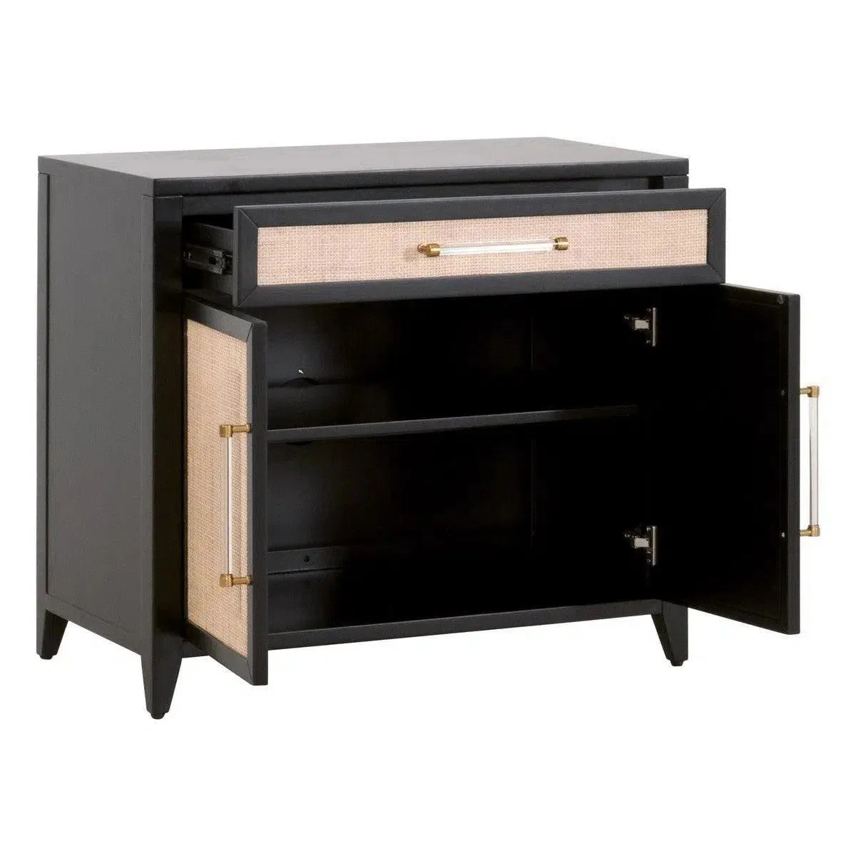 Holland Media Chest Solid Wood and Rattan Inlay