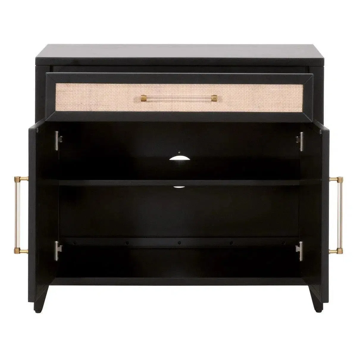 Holland Media Chest Solid Wood and Rattan Inlay