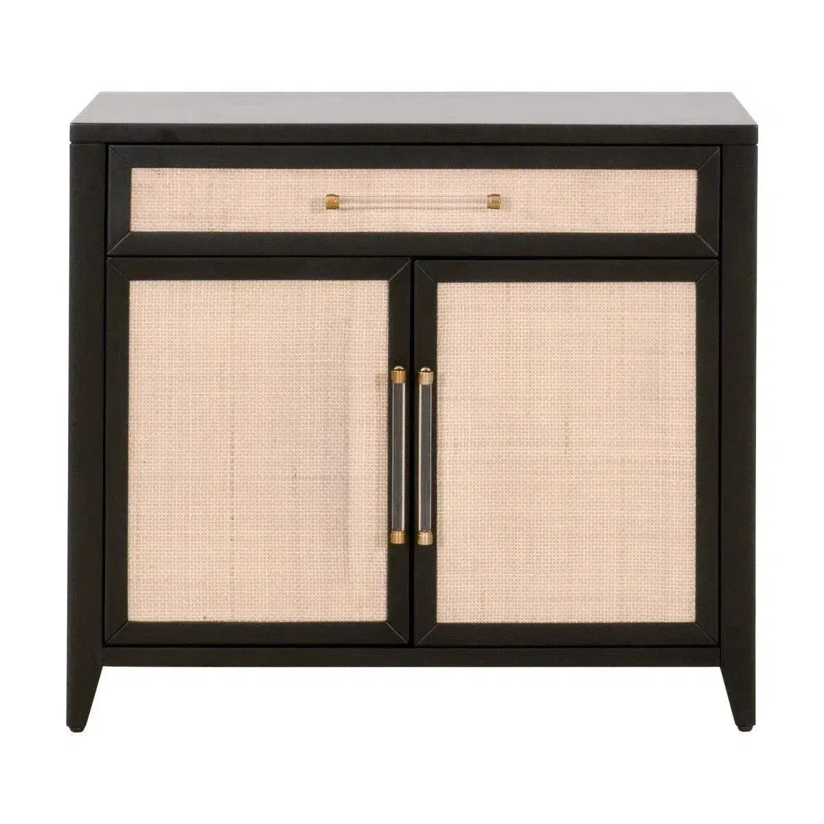 Holland Media Chest Solid Wood and Rattan Inlay