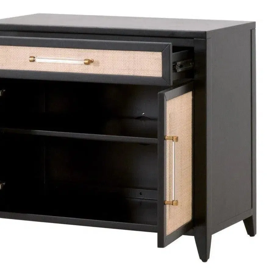Holland Media Chest Solid Wood and Rattan Inlay