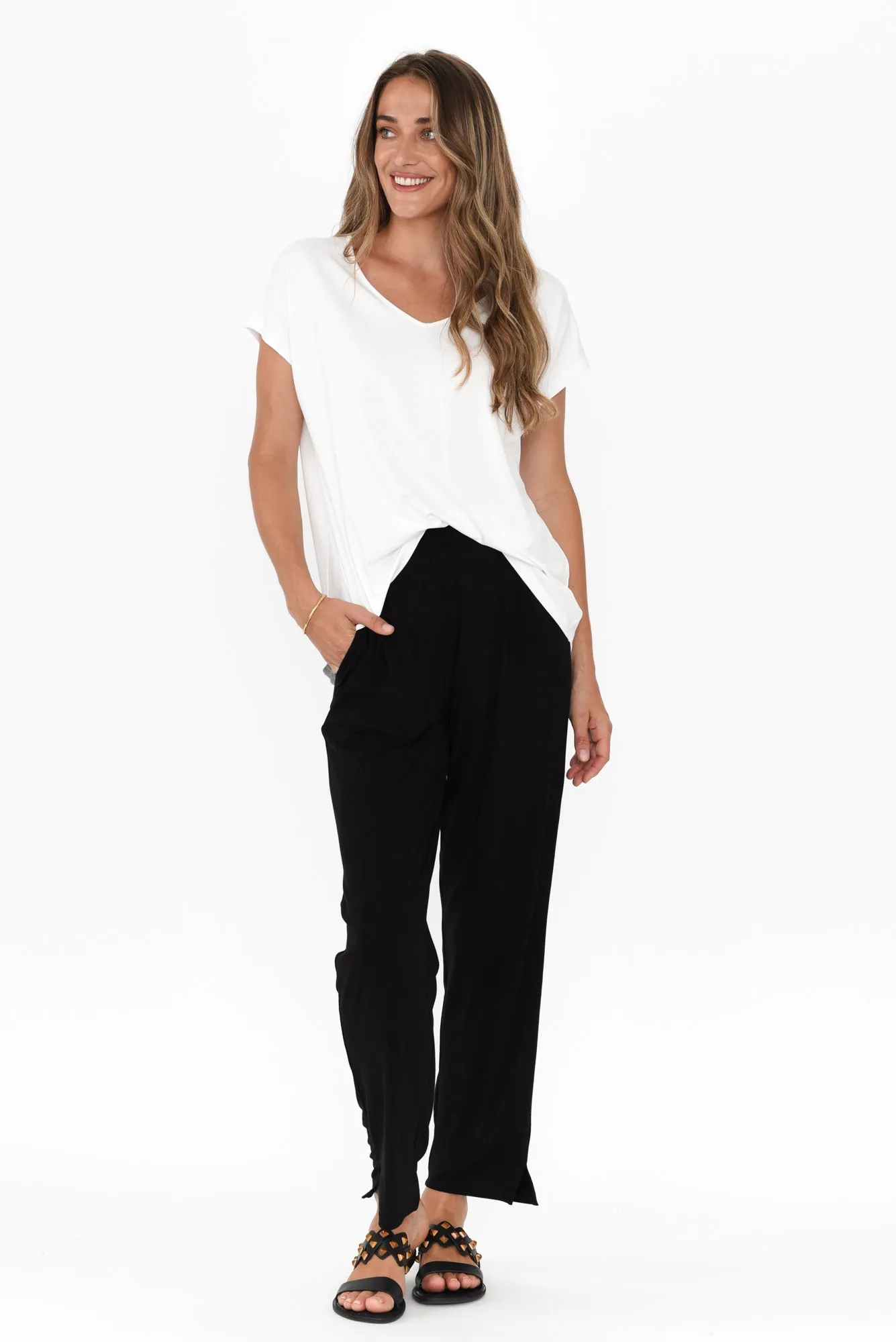 Jenner White V Neck Tee