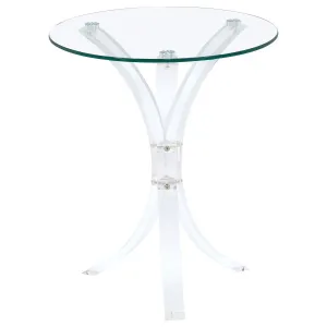 Laning - Round Glass Top Acrylic Side Table - Clear