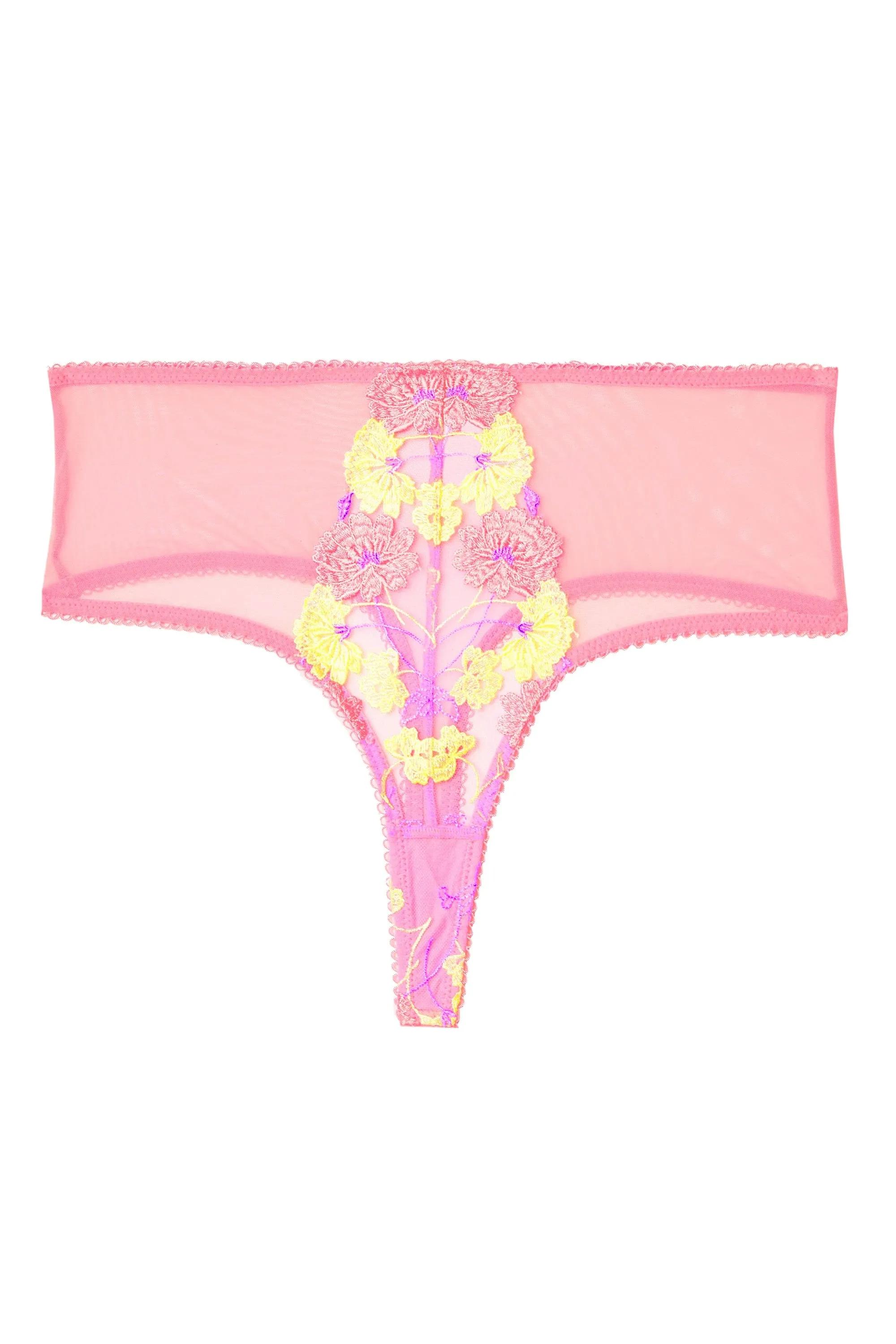 Luna Pastel Pink Embroidery High Waisted Thong