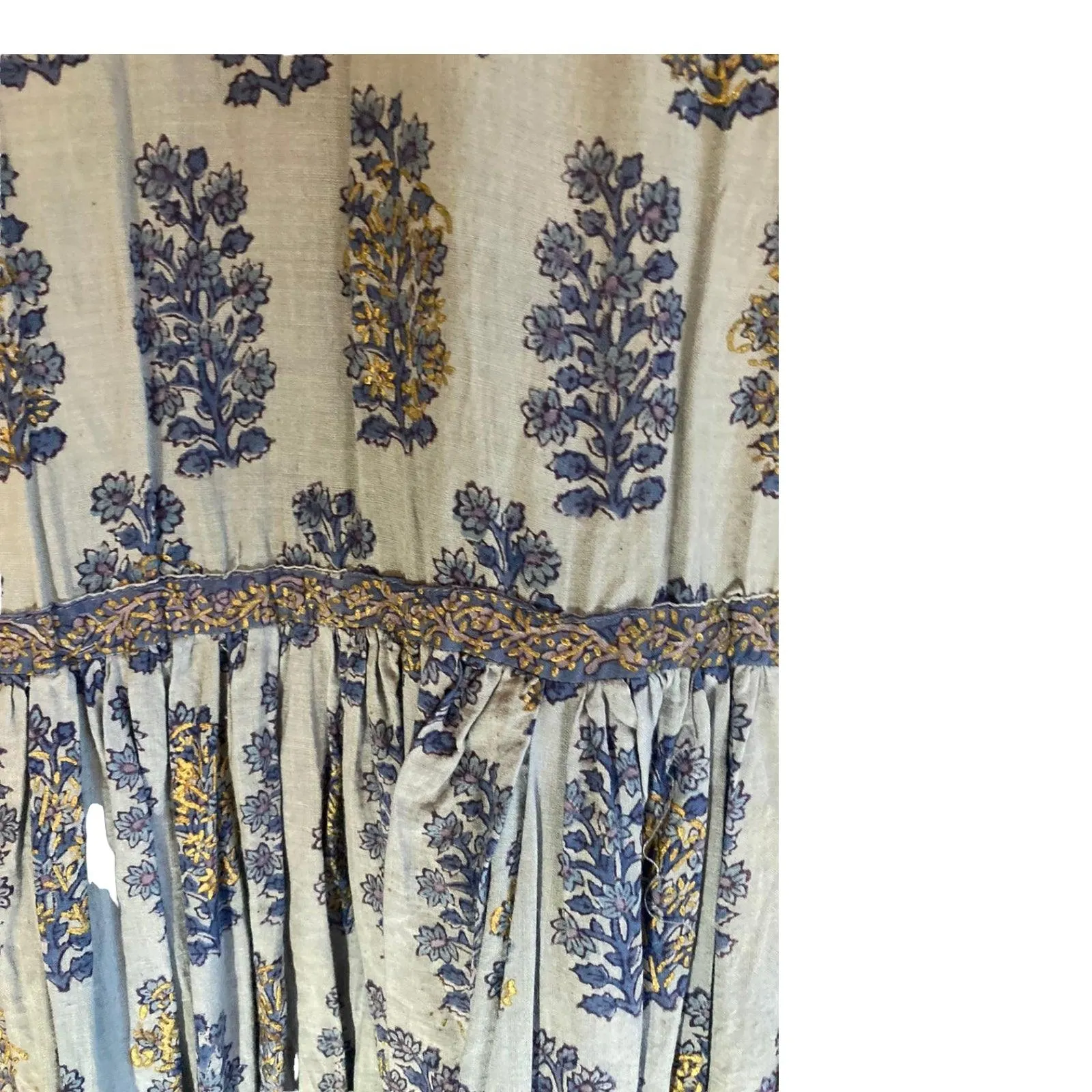 Mayur Cotton Light Blue Patterned Long Sleeved Dress UK Size 10