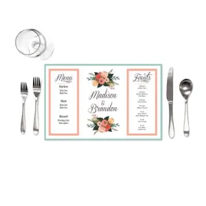 Menu Floral Placemats