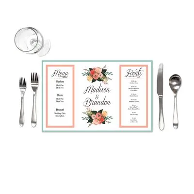 Menu Floral Placemats