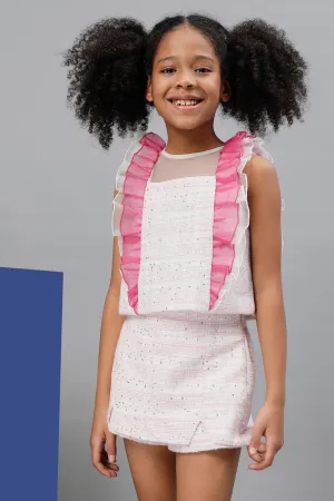 One Friday Kids Girls Pink Round Neck Sleeveless Top