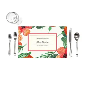 Orange Floral Bridal Shower Placemats