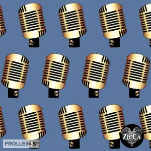 Organic Cotton Jersey - Microphones - Blue