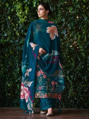 Party Wear Unstitched Cord Velvet Winter Suit Dress Material for Women