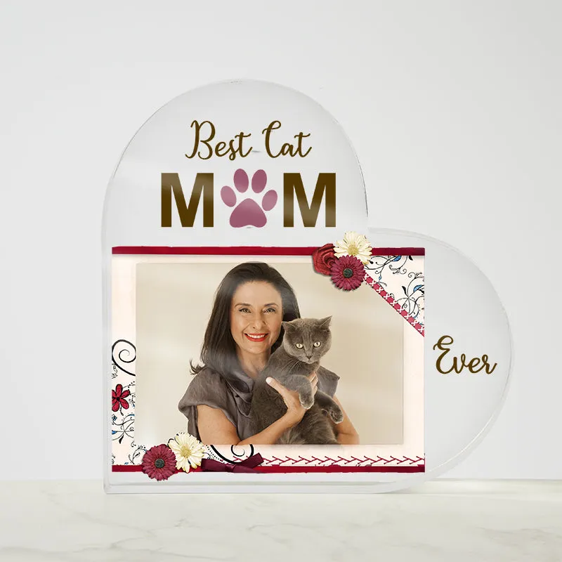 Personalized Acrylic Best Cat Mom Plaque Heart Shaped
