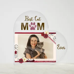Personalized Acrylic Best Cat Mom Plaque Heart Shaped