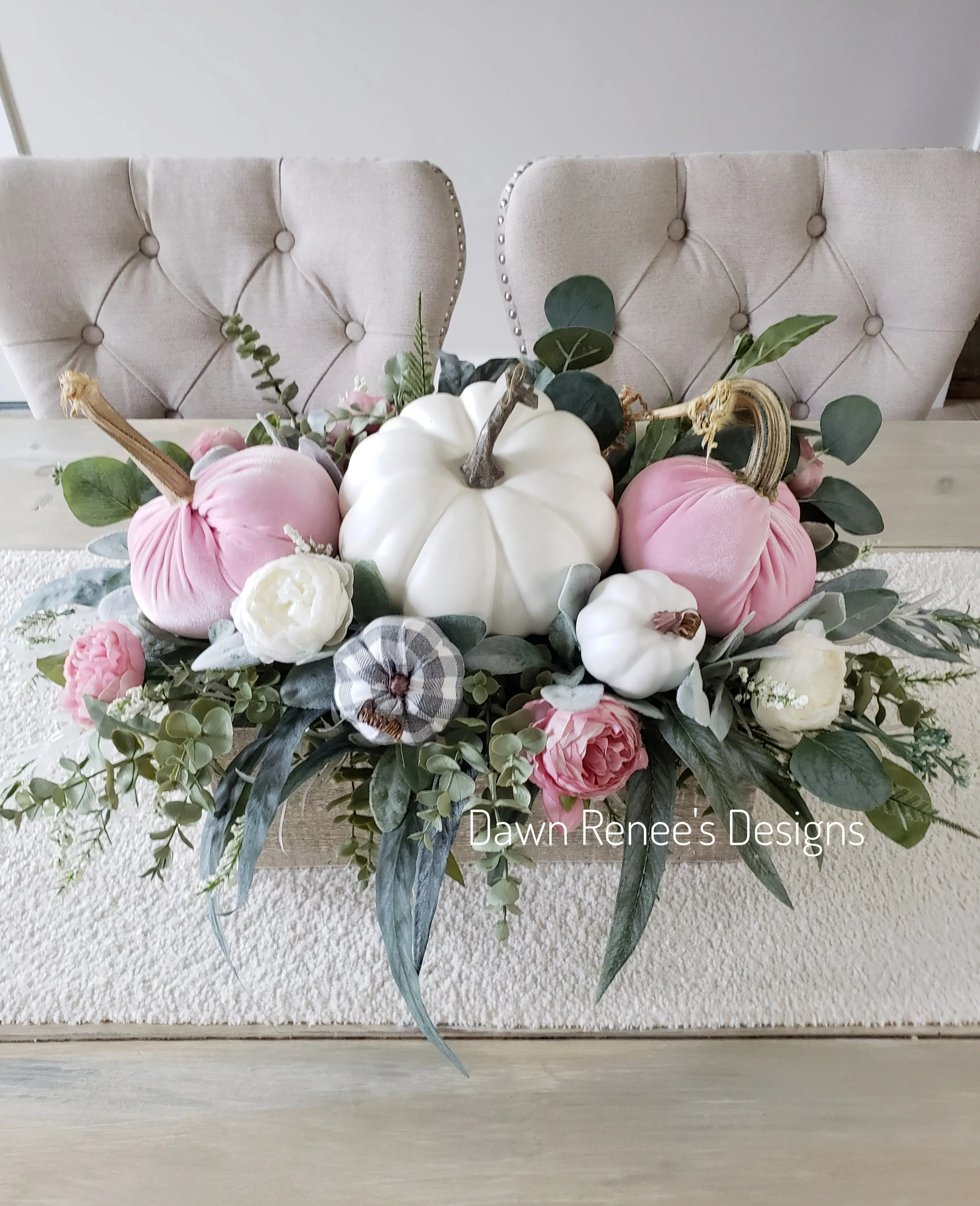 Pink and White Pumpkin Centerpiece