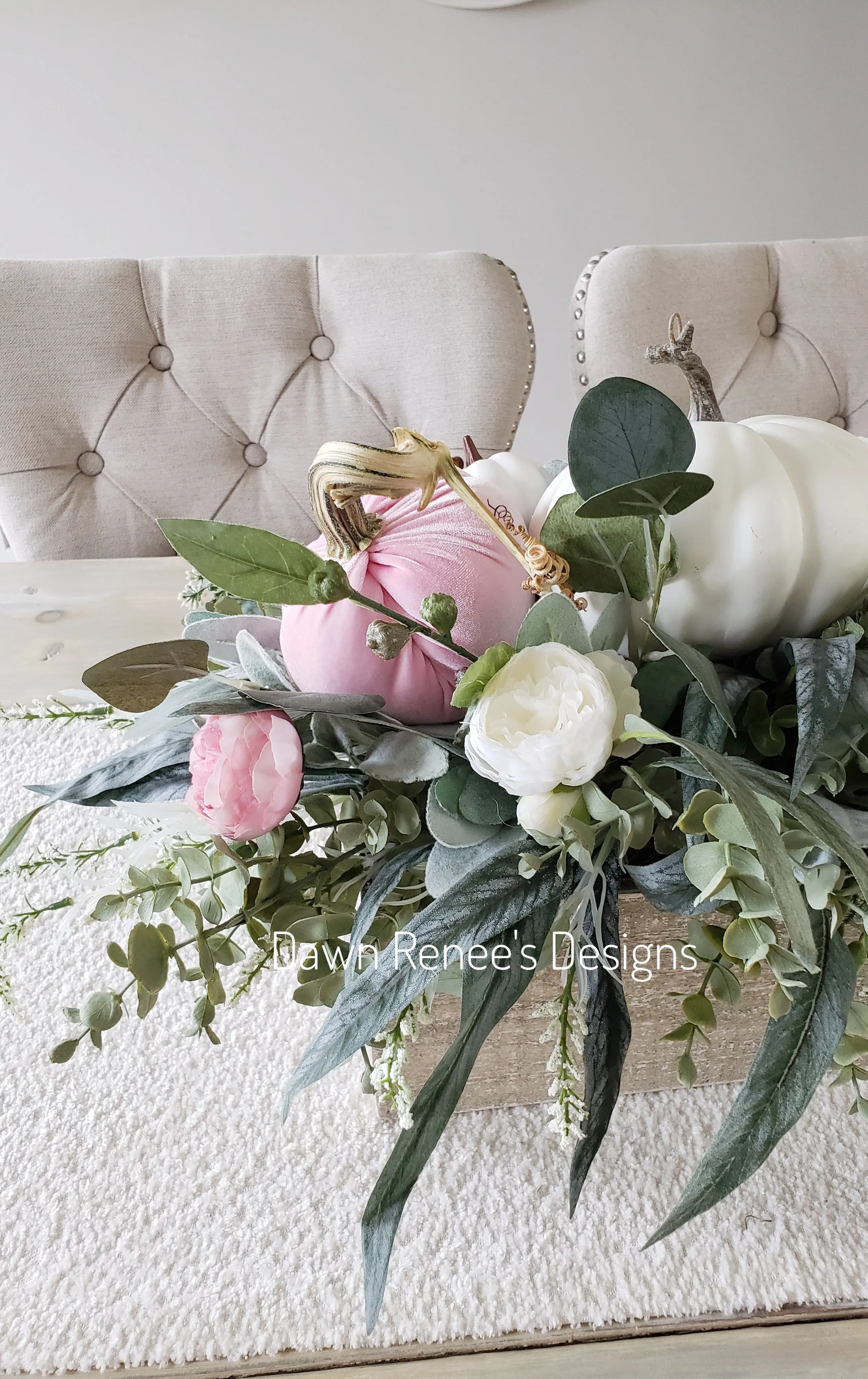 Pink and White Pumpkin Centerpiece